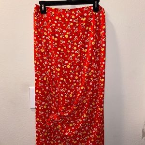 Luck Gem Red flowers casual skirt